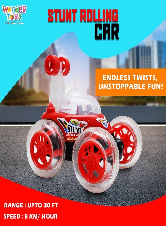 Wonder Remote Control Rotating Rolling Stunt RC Car Toys for Kids Off Road Vehicle Toy Cars Kids Monster Truck Rock Climbing Car Toy 2-10 Year- Red - Image 3